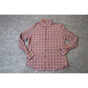 Johnnie O Shirt Mens Medium Red Blue Plaid Flannel Button Up Casual